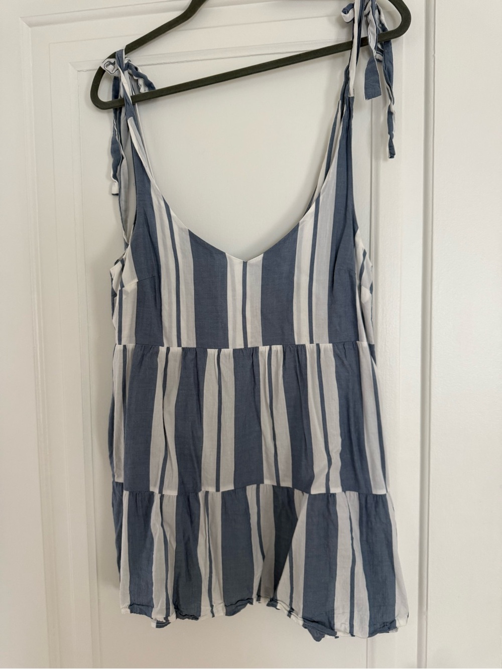 Show Me Your Mumu Blue and White Striped Tie-Shoulder Dress
